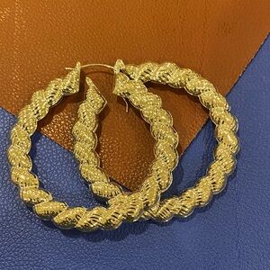 Large Silver Braided Hoop Earrings